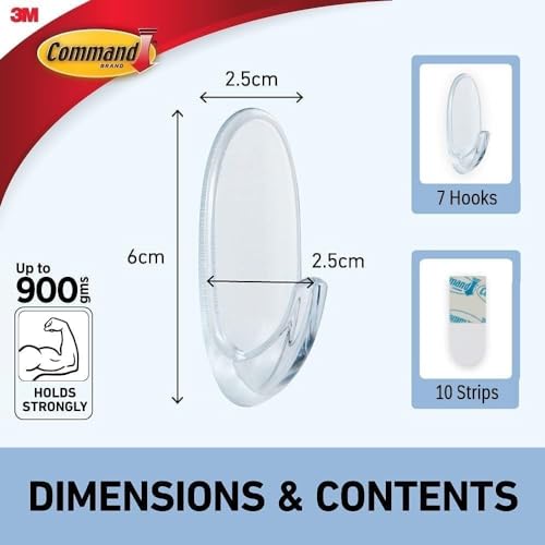 Thumbnail 4 de Command Medium Hooks, Clear: 7 Hooks and 10 Adhesive Strips for Damage-Free Organisation
