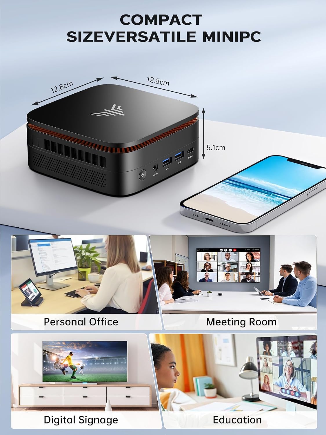 Thumbnail 4 de ACEMAGICIAN Mini PC AK1PLUS mit Intel Pentium N5030 – 12 GB RAM, 256 GB SSD, Windows 11 Pro, 4K HDMI-Dual, Lüfterlos