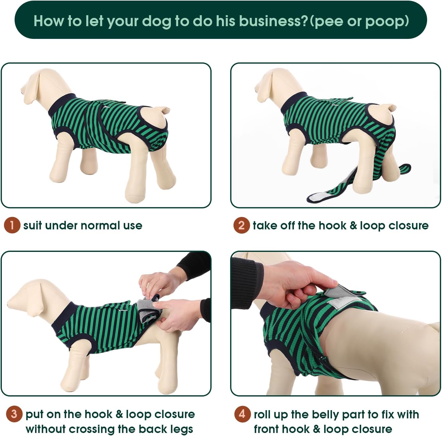 Thumbnail 3 de Kuoser Dog Surgery Recovery Suit (Green, XL) – Post-Op Comfort and Licking Prevention