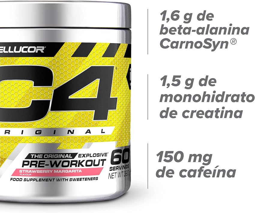 Detalle de C4 Original Strawberry Margarita 150 mg cafeína — 60 raciones 🥤