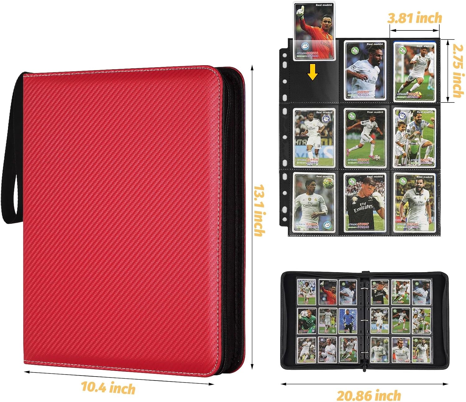 Thumbnail 3 de GERMUN 9 Pocket Card Binder: Premium Zip Trading Card Binder for MTG, TCG, and More (Red)