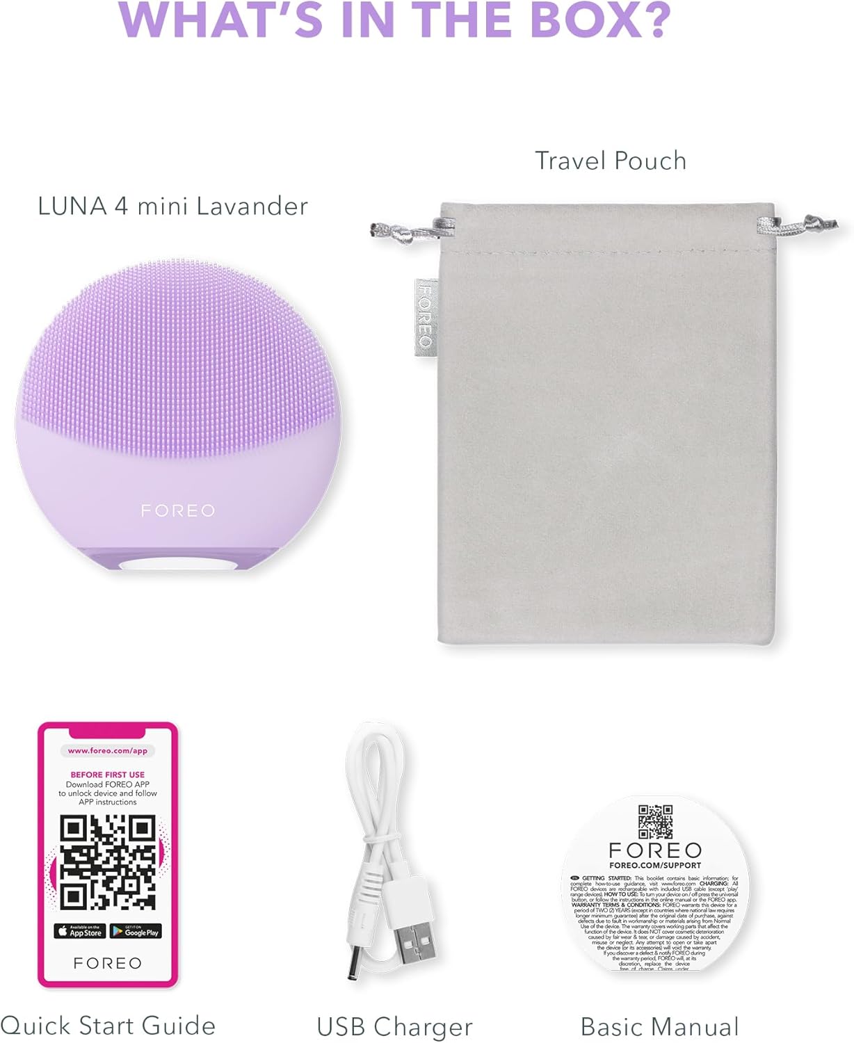Thumbnail 6 de FOREO LUNA 4 mini Gesichtsreinigungsbürste & Massage (Lavender) – 2-Zonen-Silicone-Tool für gründliche Reinigung