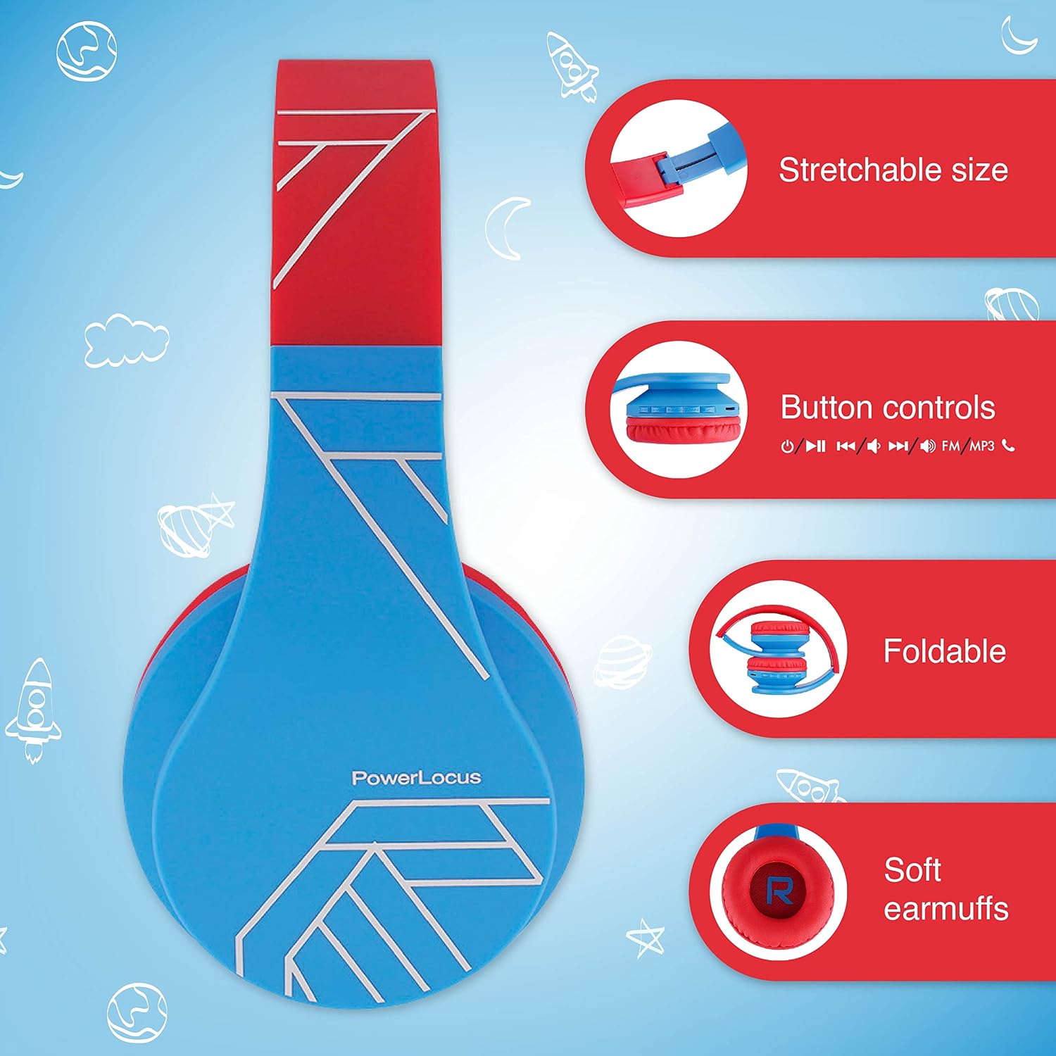 Detalle 2 de PowerLocus Cuffie Bluetooth per Bambini 85 dB