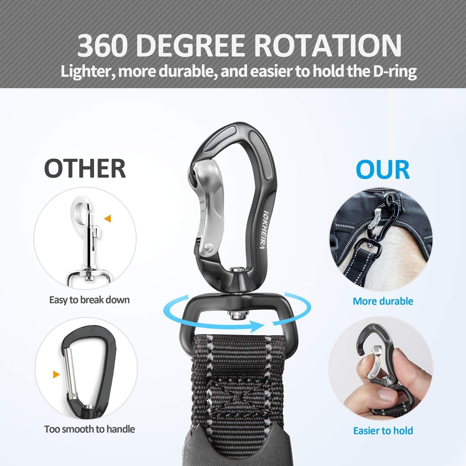 Detalle de IOKHEIRA Bungee Dog Leash 120–150 cm