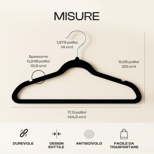 Detalle 2 de Utopia Home Premium Grucce Velluto Nero – Confezione da 50