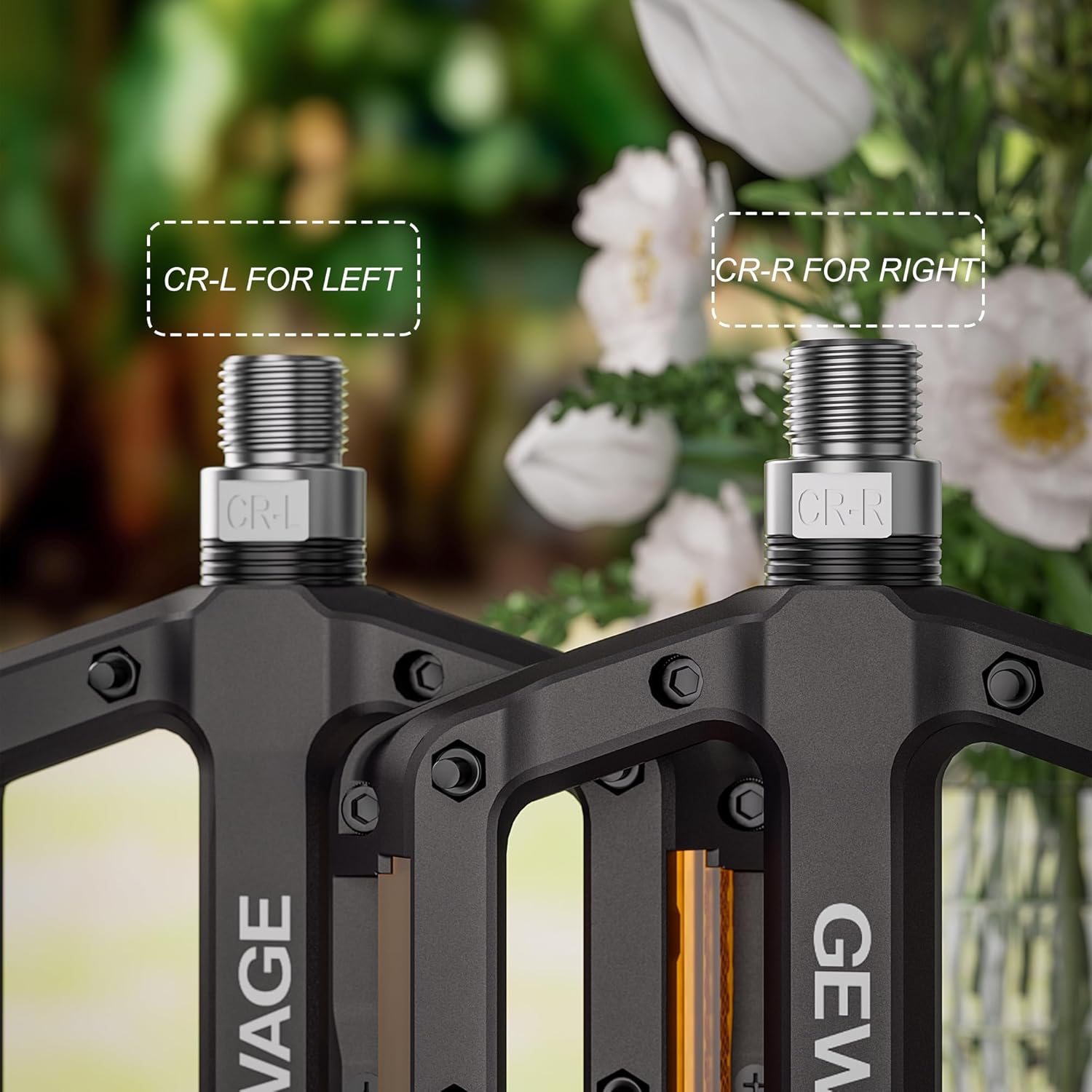 Thumbnail 6 de GEWAGE Pédales de vélo en fibre de nylon avec réflecteurs – compatibles 9/16 et roulements étanches