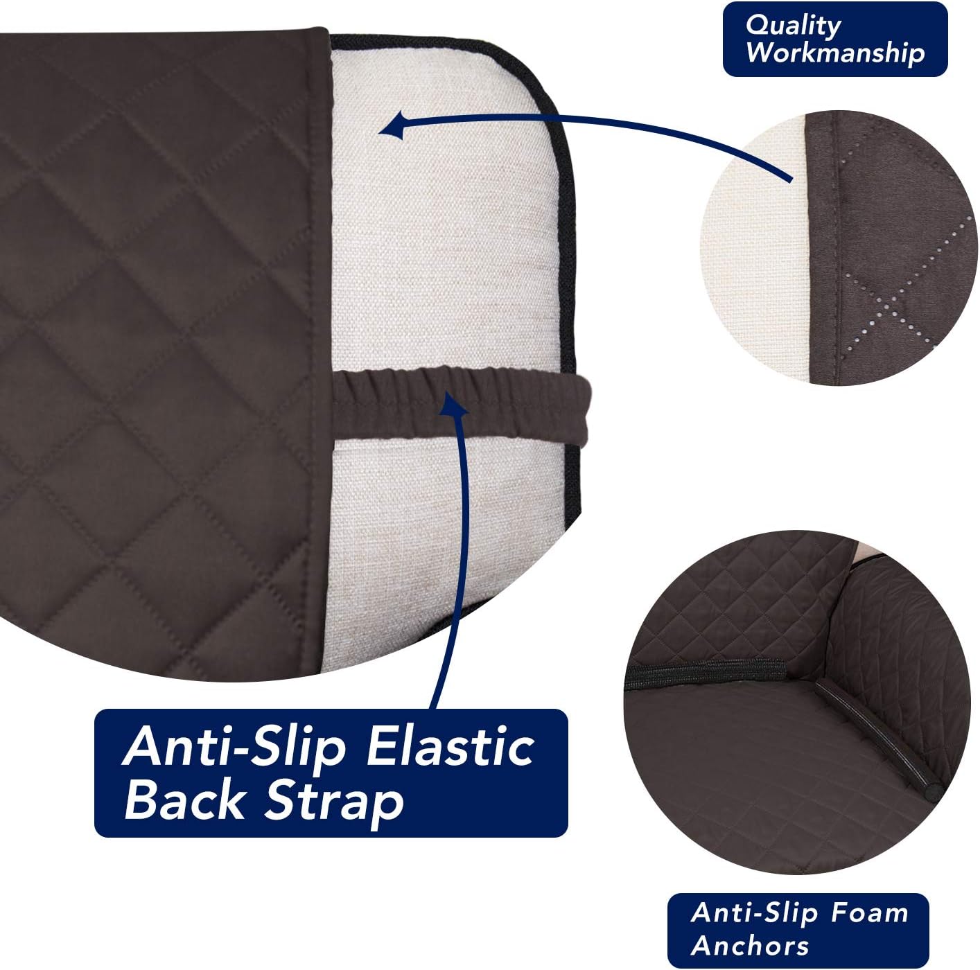 Thumbnail 2 de PureFit Reversible Quilted Sofa Cover for Loveseat — Water Resistant & Non-Slip, Chocolate/Beige