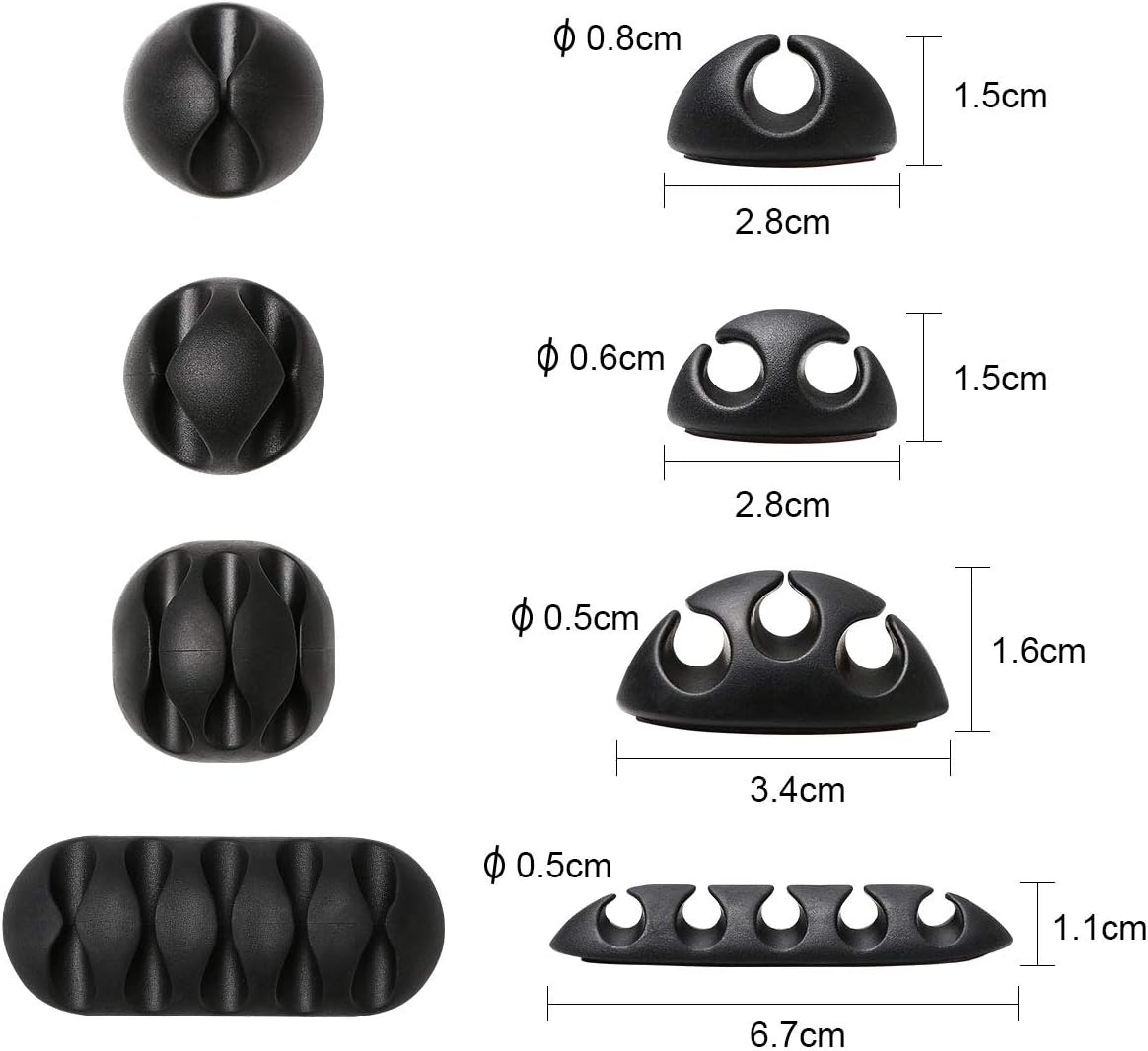 Thumbnail 1 de URAQT Kabelclips / Kabelhalter-Set für den Schreibtisch (20 Stück, schwarz) – für Kabel bis 6 mm