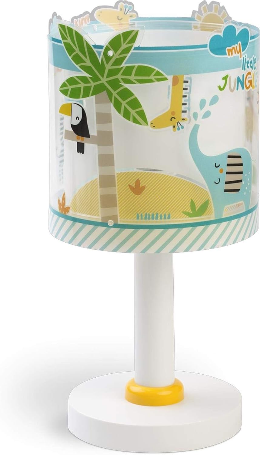 Detalle de Dalber Kinder-Tischlampe Little Jungle mit Tieren – 40 W, bunt (E14)