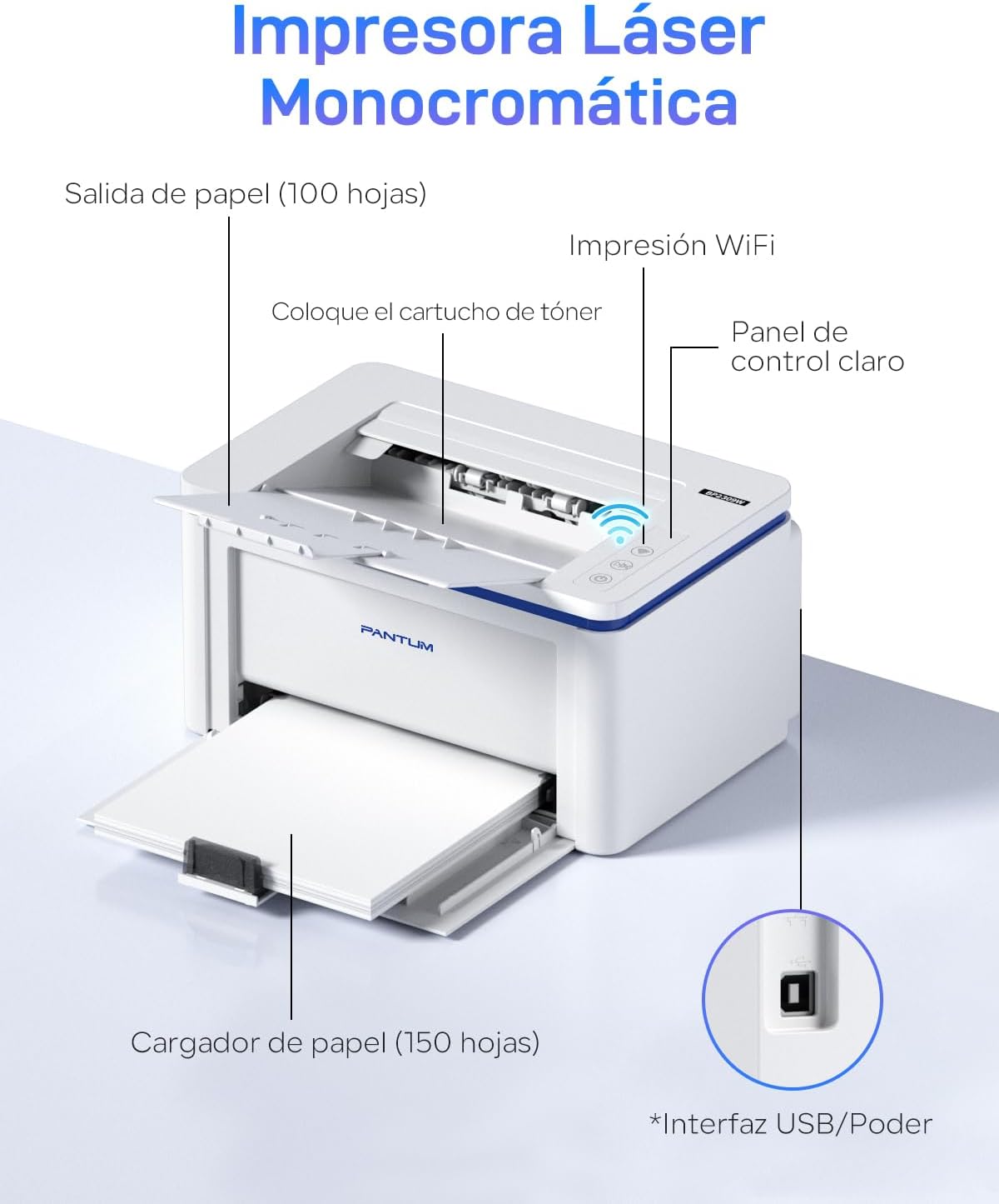 Thumbnail 4 de PANTUM BP2309W Impresora Láser WiFi Mono Compacta para Hogar y Oficina