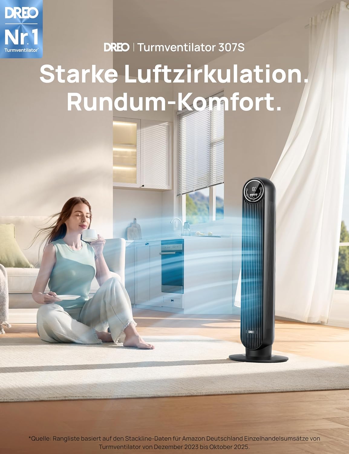 Thumbnail 2 de Dreo Smart Leiser Turmventilator Nomad One S mit App, Sprachsteuerung & 90°-Oszillation