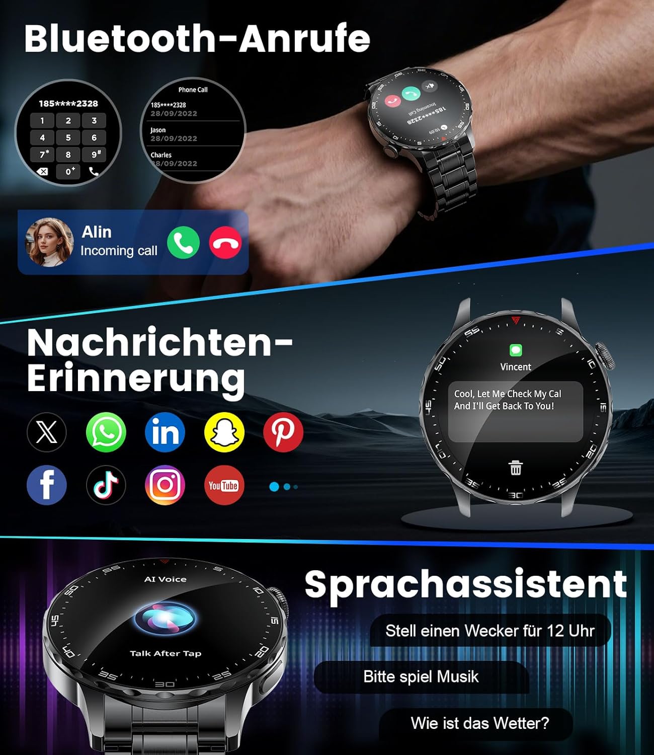 Thumbnail 5 de LIGEMI Montre Connectée Homme SML21 – Écran AMOLED 1,43", 123 modes sportifs, autonomie jusqu’à 15 jours, étanche 3ATM