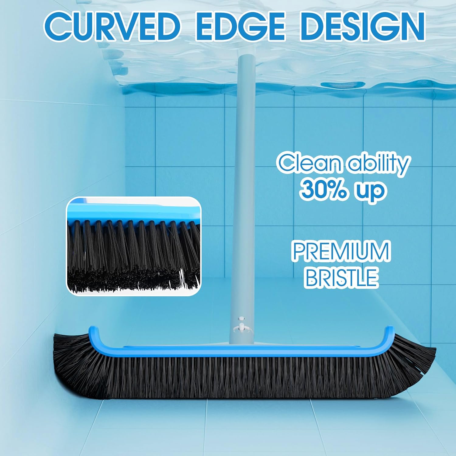 Detalle 2 de TidyMister 000 Pool Brush, 17.5-Inch with Aluminum Back and Angled Bristles
