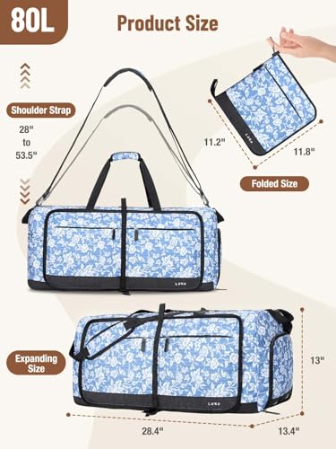 Thumbnail 2 de Lekesky Large Foldable Travel Duffel Bag 80L – Waterproof, with Shoes Compartment and Multiple Carry Options