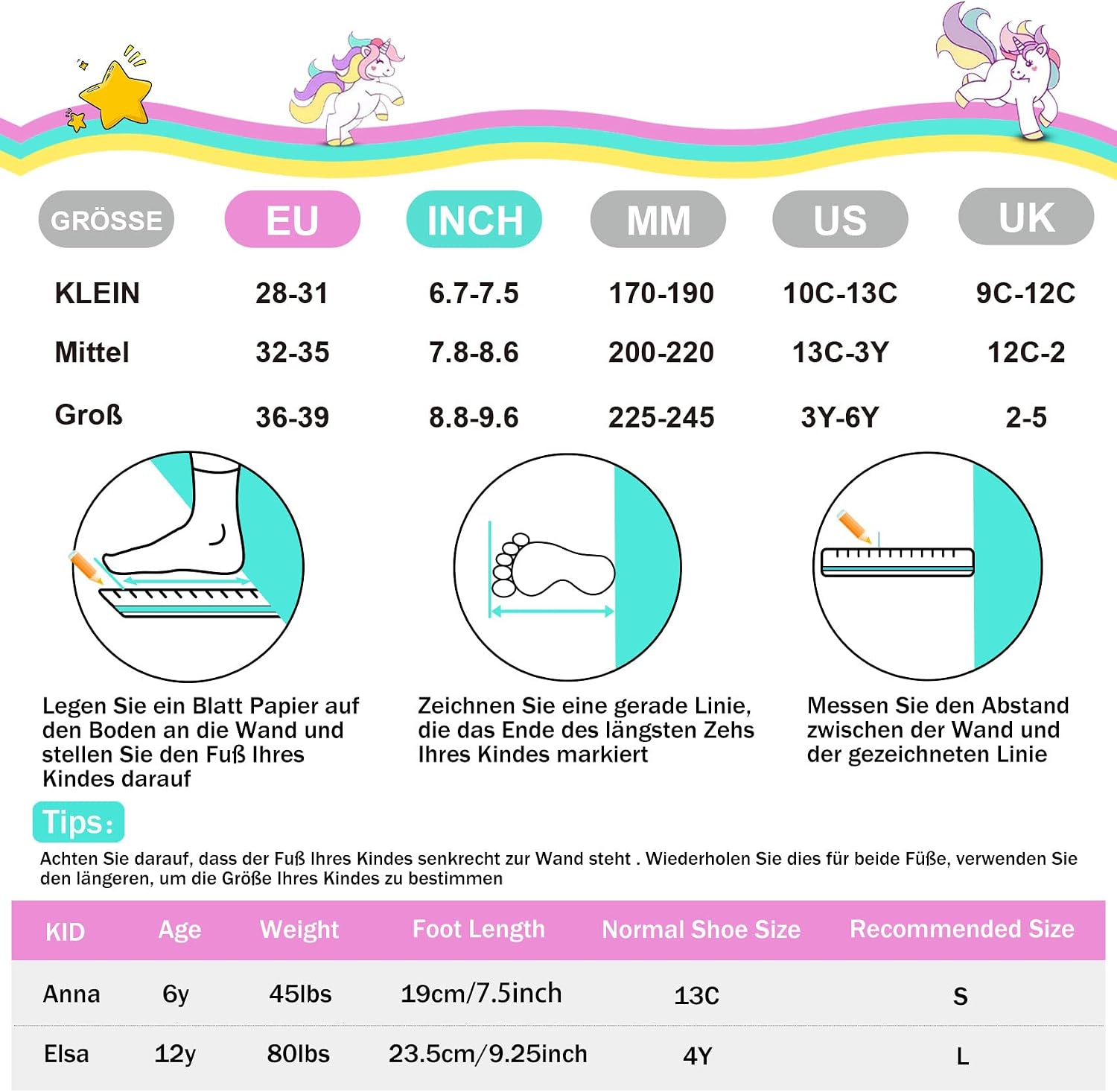Detalle 1 de SULIFEEL Rainbow Unicorn Rollschuhe für Kinder