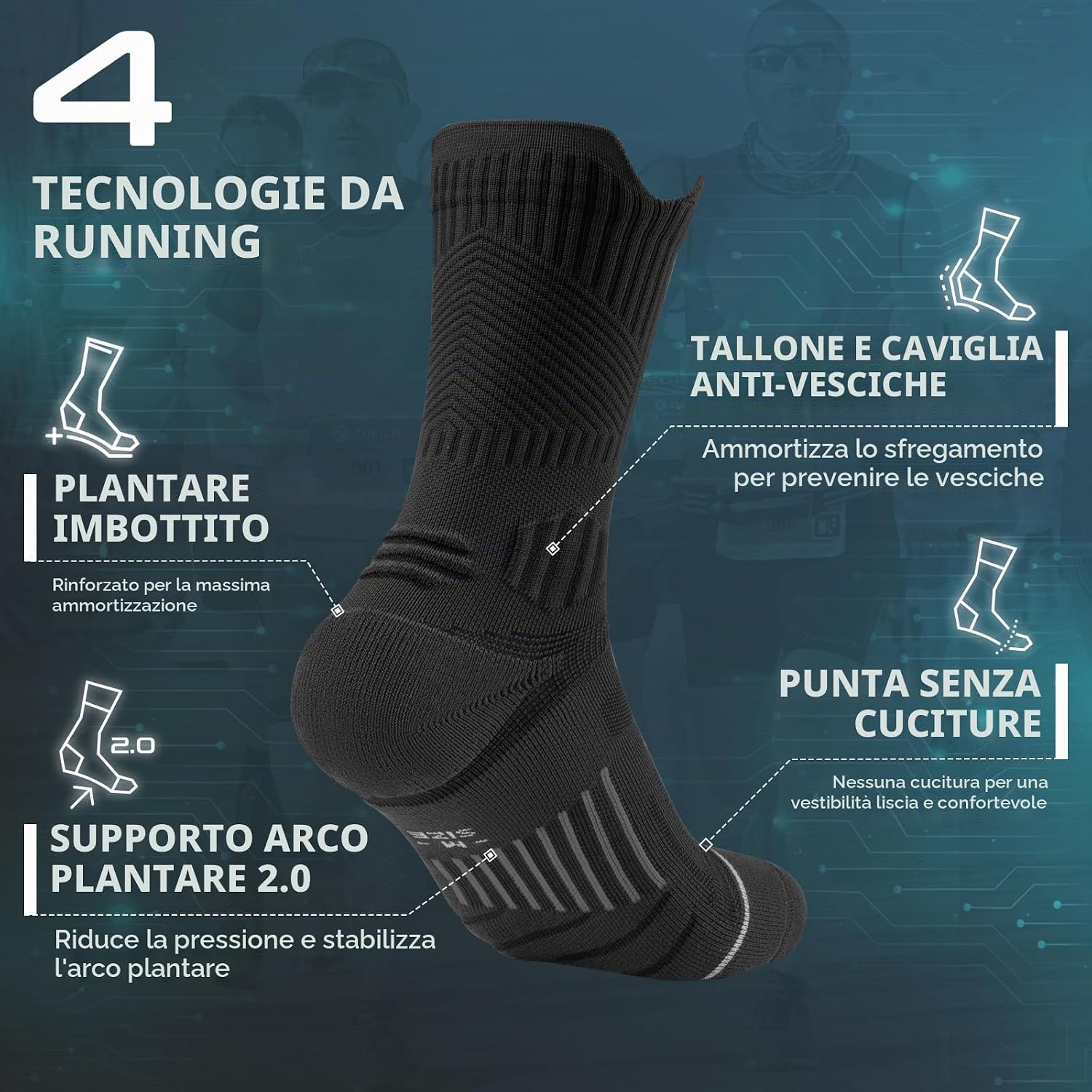 Thumbnail 4 de Rahhint Pro Calzini running compressione 3 paia 35-51