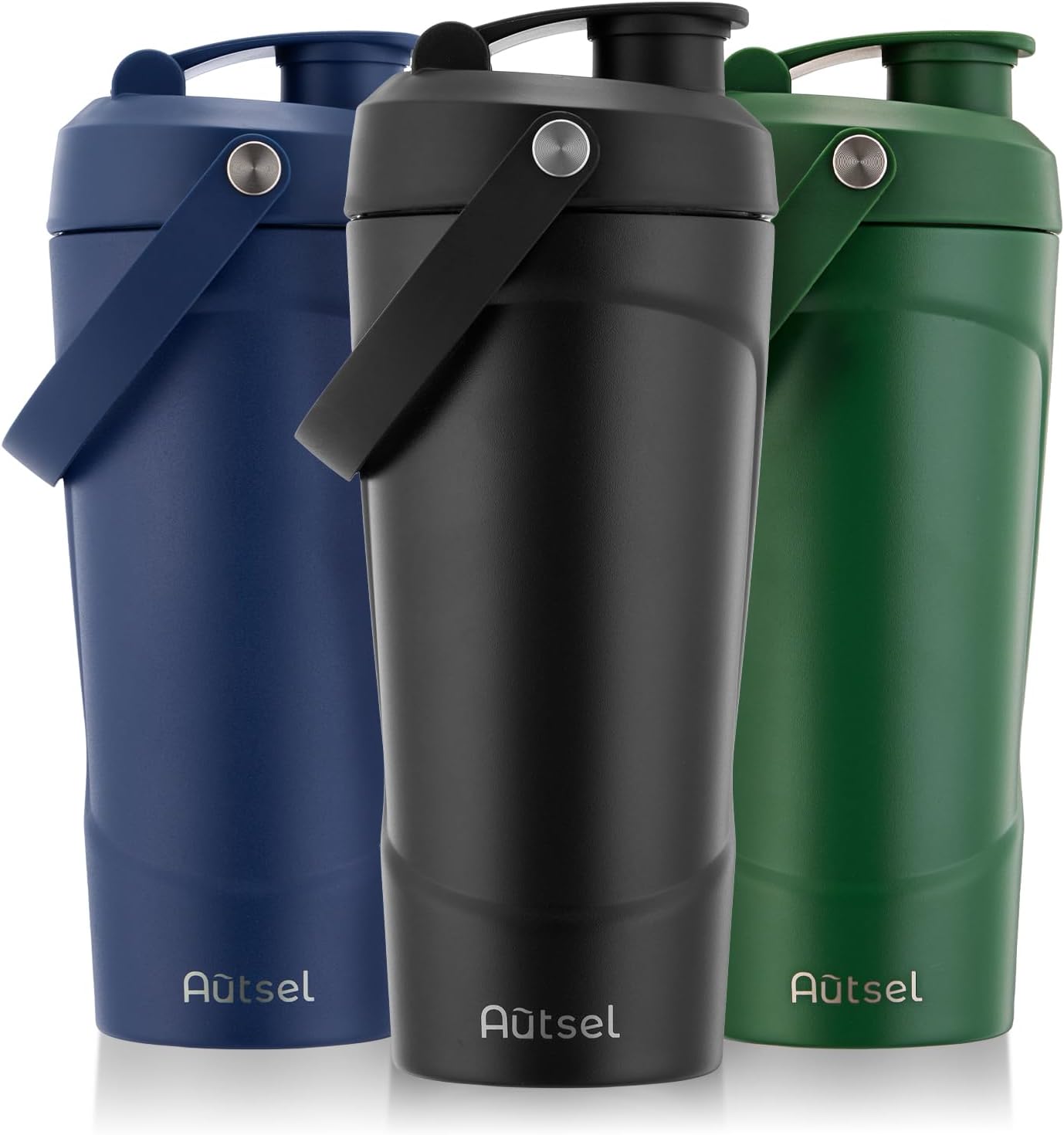 Detalle de Autsel Edelstahl Protein Shaker 750 ml – Auslaufsicher, BPA frei, Schwarz