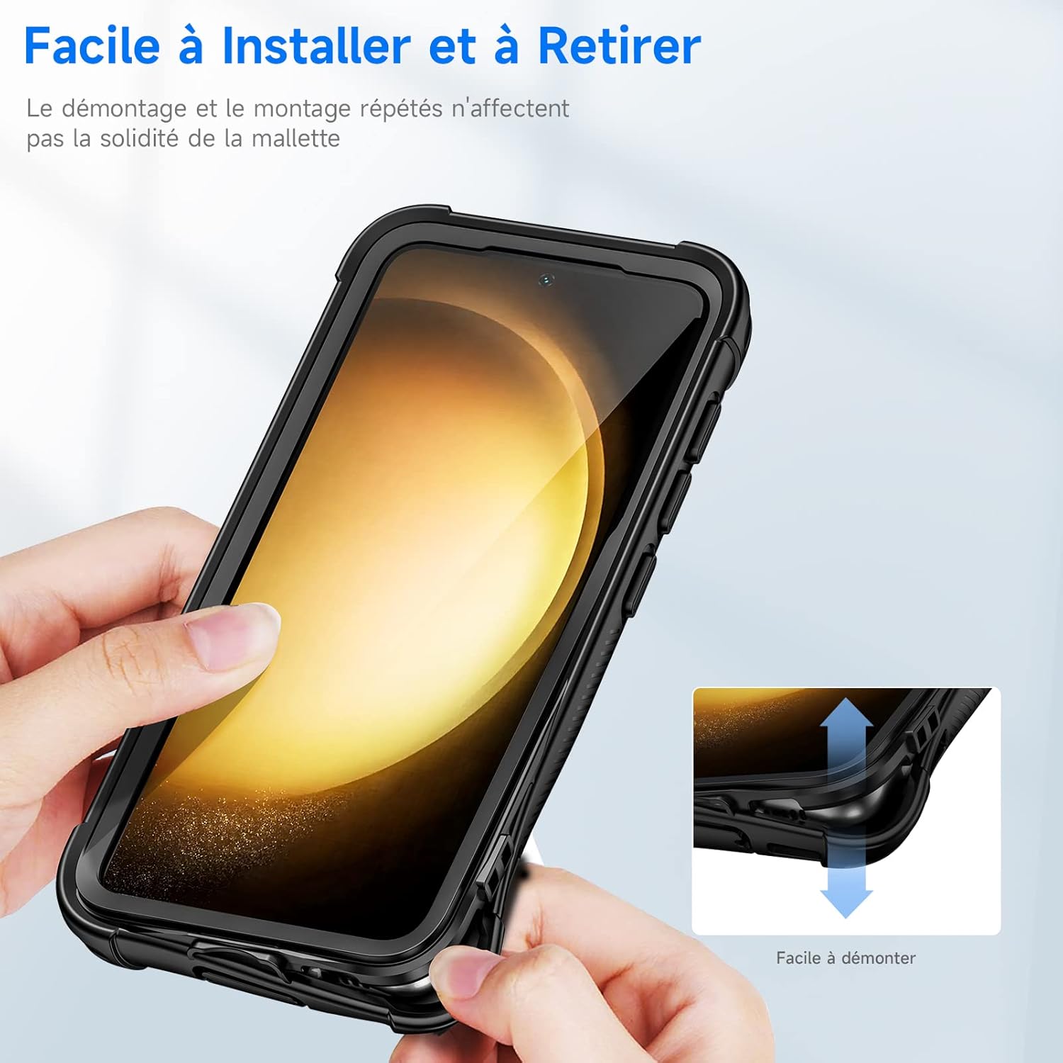 Detalle de Seacosmo Coque pour Samsung Galaxy S23 – Protection intégrale et vidéo‑étui noir