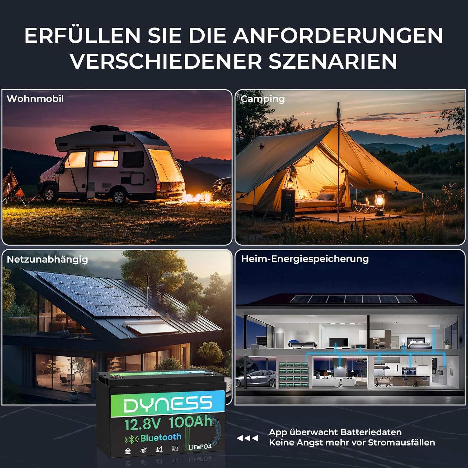 Thumbnail 5 de Dyness LiFePO4 12V 100Ah Lithium-Batterie mit Bluetooth und 100A BMS