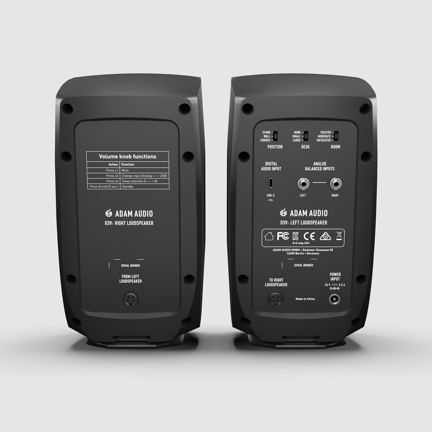 Detalle 2 de ADAM Audio D3V Desktop-Monitorsystem (Paar, schwarz) mit USB-C