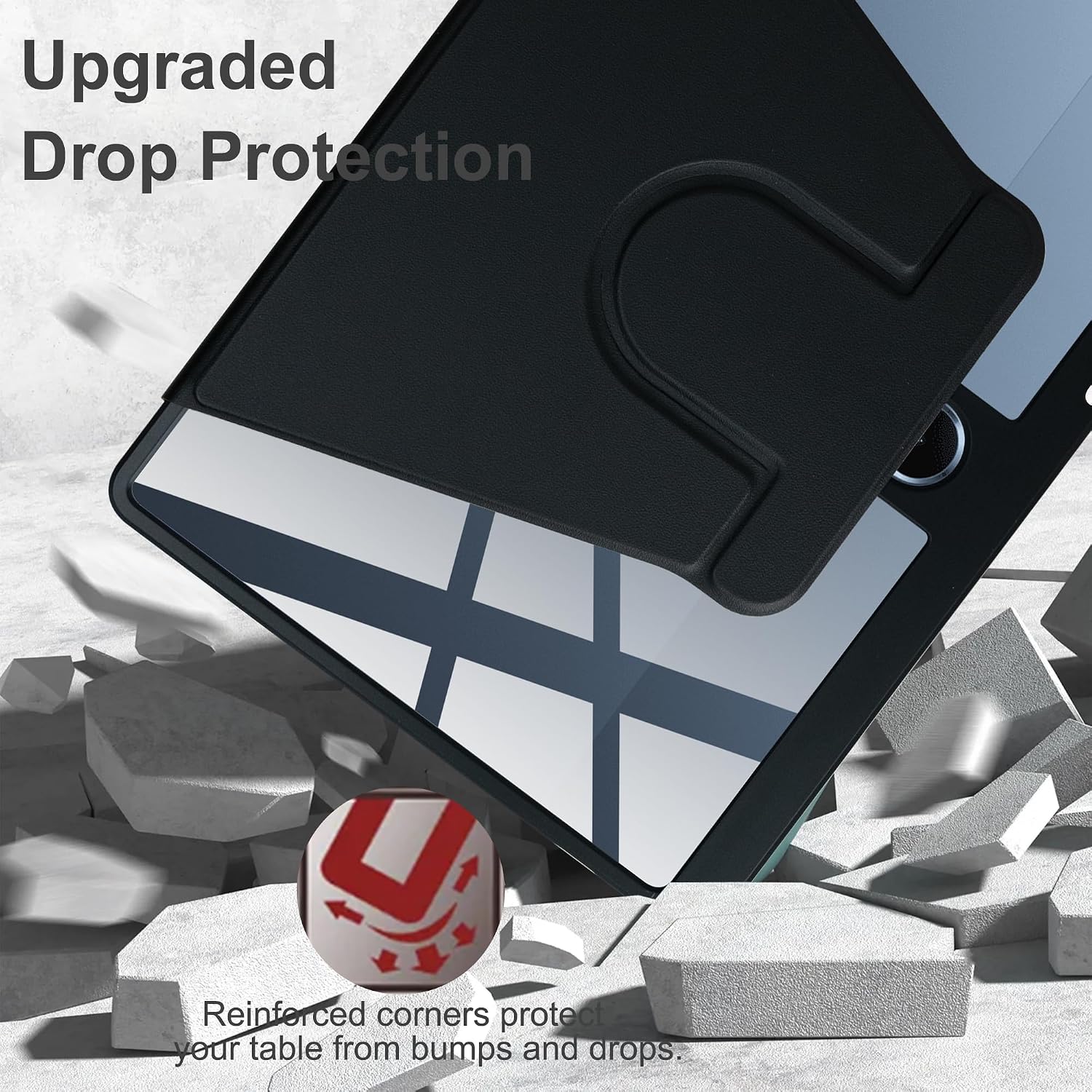 Detalle 2 de Lemxiee PU Leder Case für OnePlus Pad Lite / OPPO Pad SE mit Stiftschlitz, Drehständer und kratzfester Acryl-Rückseite
