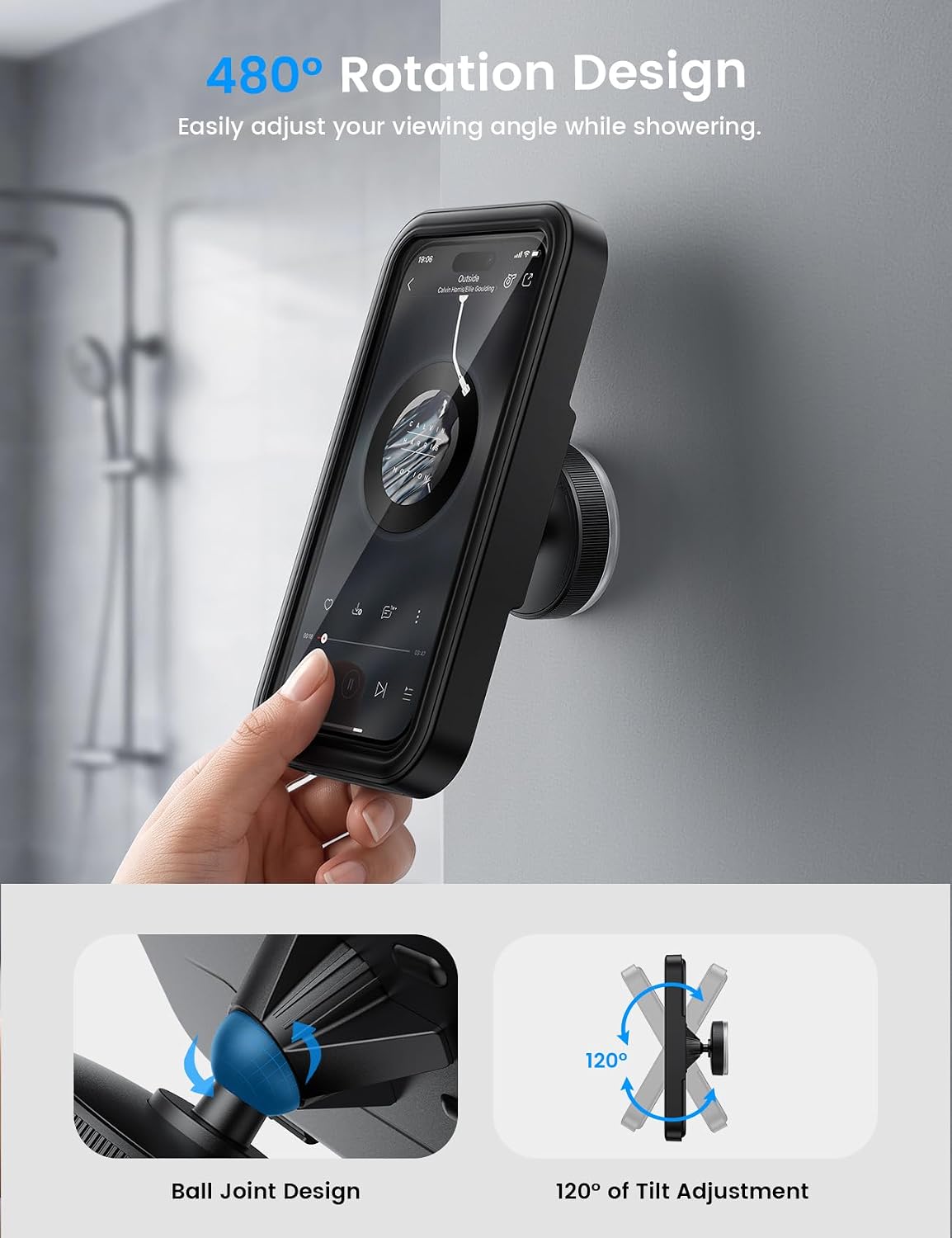 Thumbnail 6 de Lamicall Vacuum Suction Shower Phone Holder, Adjustable Waterproof Wall Mount