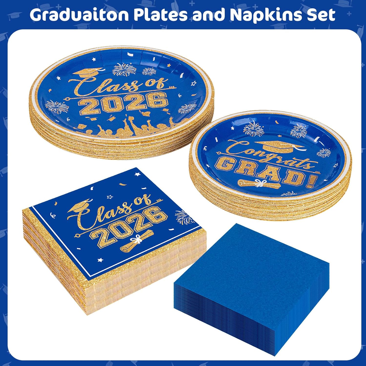 Thumbnail 6 de Graduation Plates and Napkins 2026 Graduation Party Supplies — Class of 2026 Congrats Grad Disposable Dinnerware Set (Serves 25)