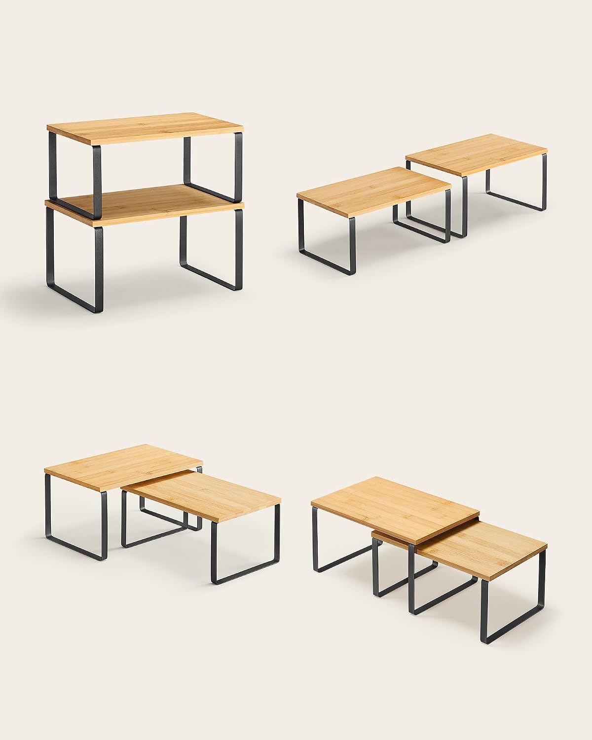 Detalle 2 de SONGMICS BYSTRO KCS10NB kruidenrek, 4-delig, stapelbaar en uitschuifbaar