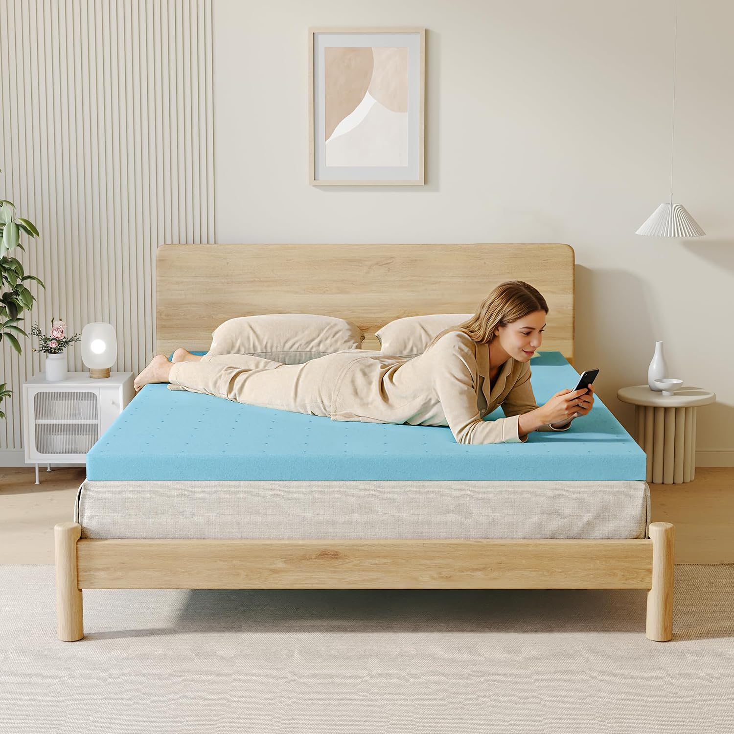 Detalle 2 de TeQsli Memory Foam Mattress Topper, 3 Inch