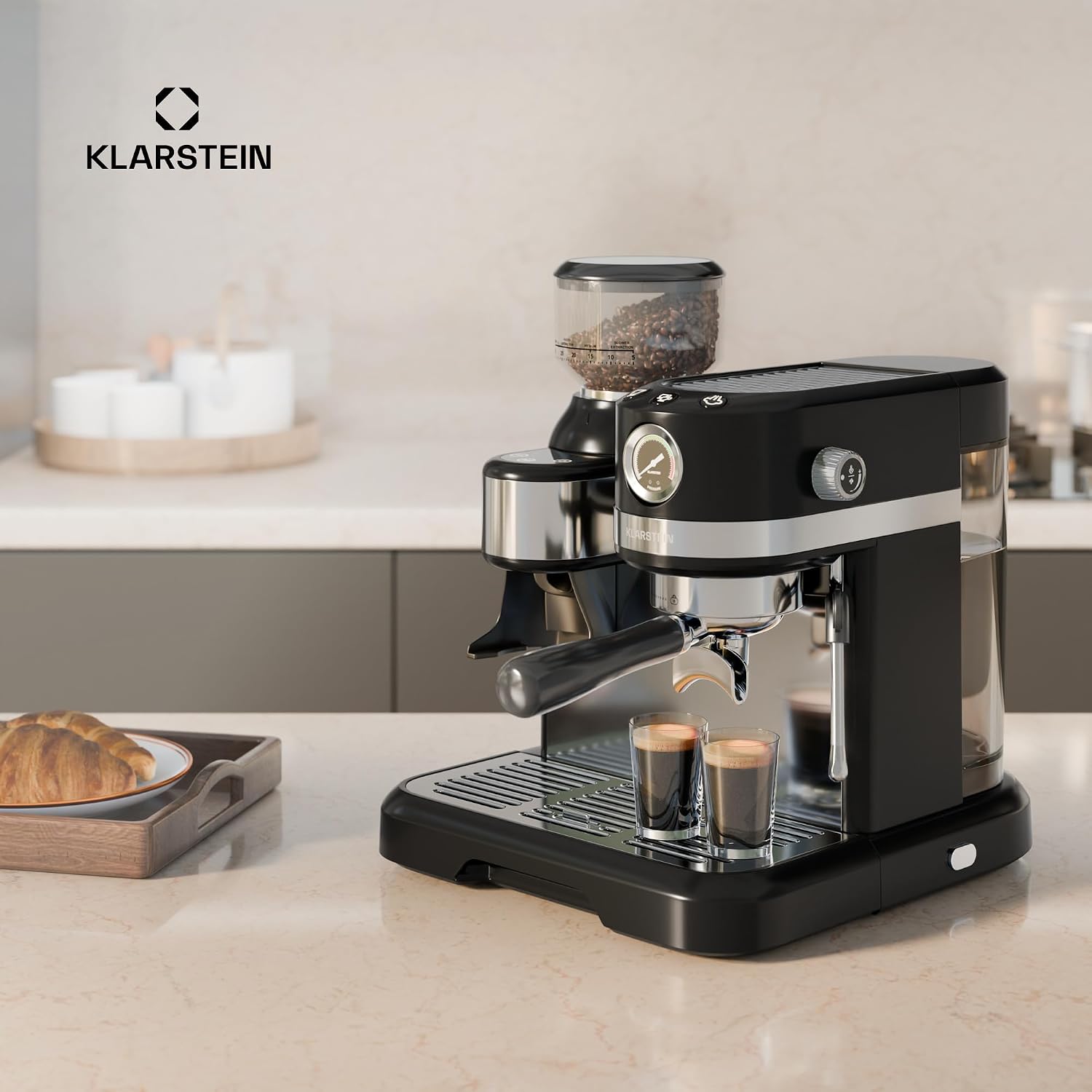 Detalle 2 de Klarstein 4060656534126 Bella Café espresso machine with grinder and milk frother