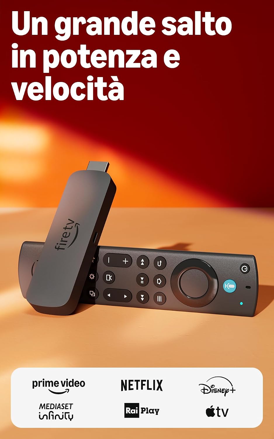 Detalle de Amazon Fire TV Stick 4K Max: potenza, Wi‑Fi 6E e modalità ambiente per un intrattenimento smart