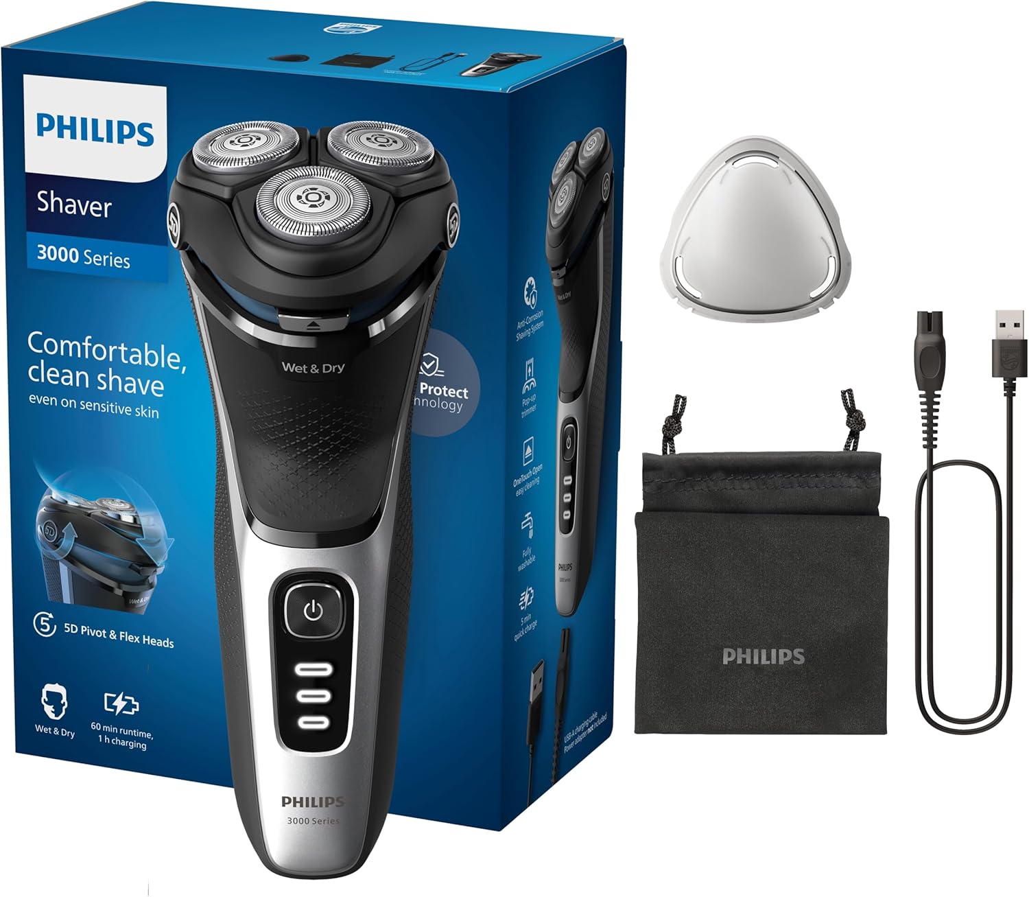 Detalle de Philips Serie 3000 S3241/12 rasoio elettrico Wet & Dry