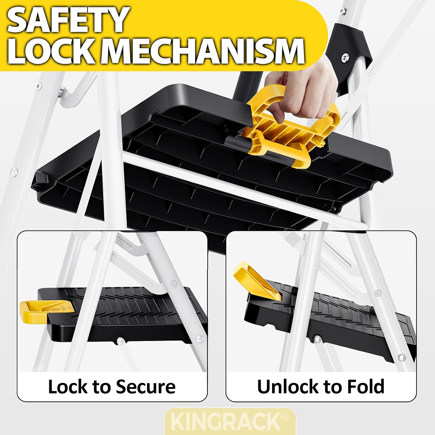 Detalle 2 de KINGRACK WK2226-5D 5-Step Folding Ladder, 800 lb Capacity, Tool Tray