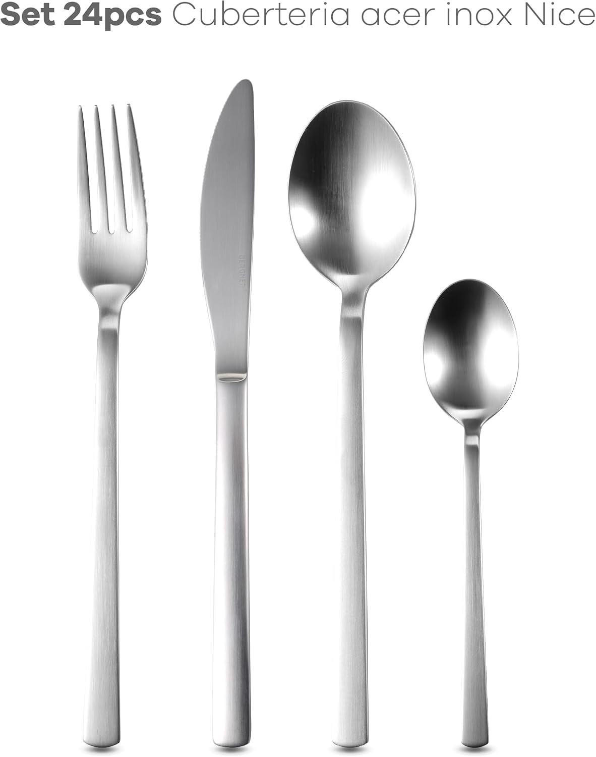 Detalle 2 de Bergner Cubertería Acero Inoxidable Cromado Mate 24 piezas 🍽