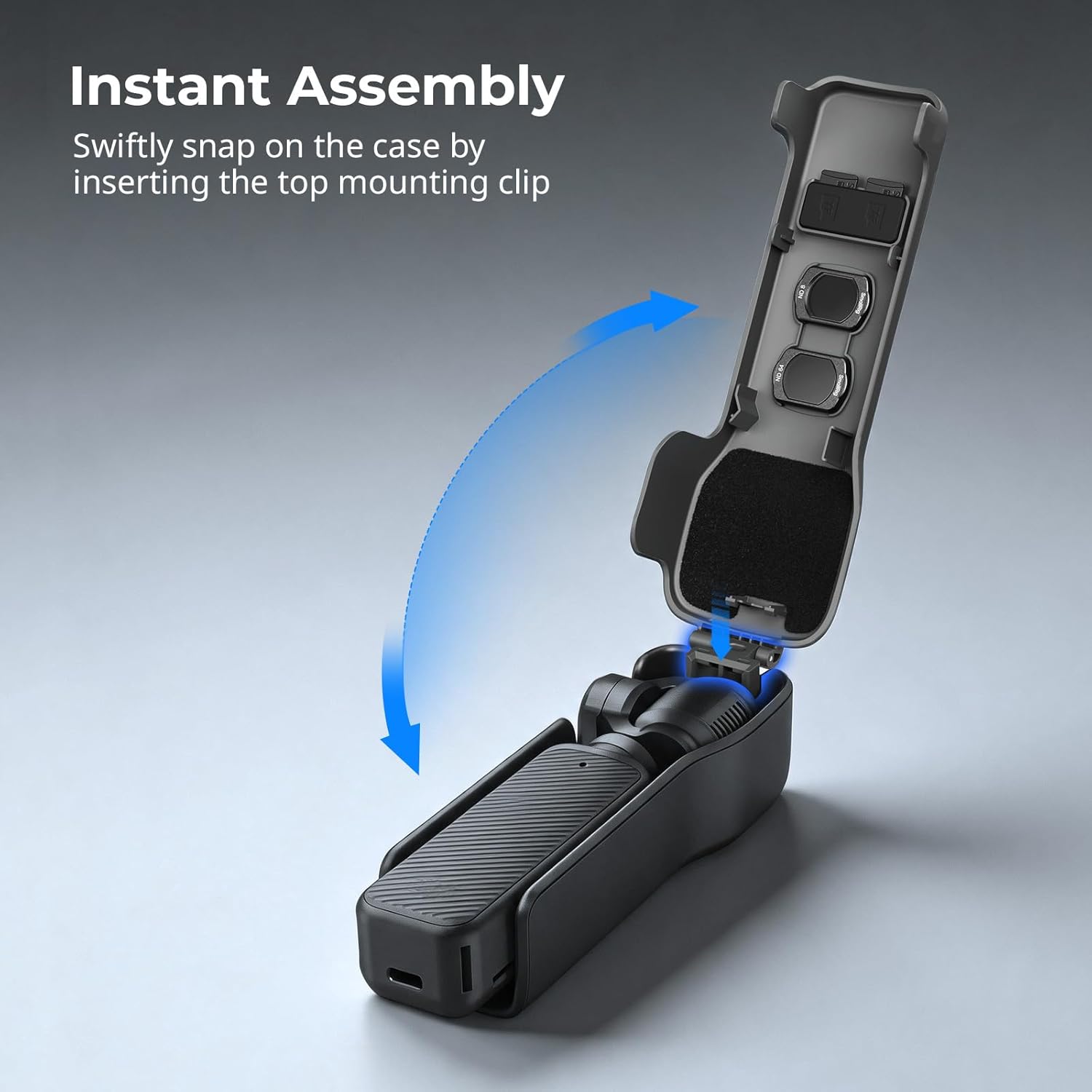 Detalle de SmallRig Étui de protection rigide pour DJI Osmo Pocket 3 (5610) — rangement pour 2 filtres, 2 cartes TF et micro sans fil