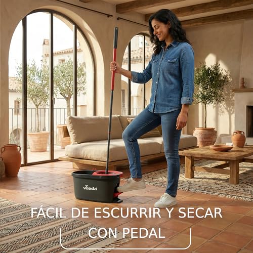 Detalle de Vileda Turbo Set de Fregona con Cubo y Escurridor Giratorio Activado con Pedal