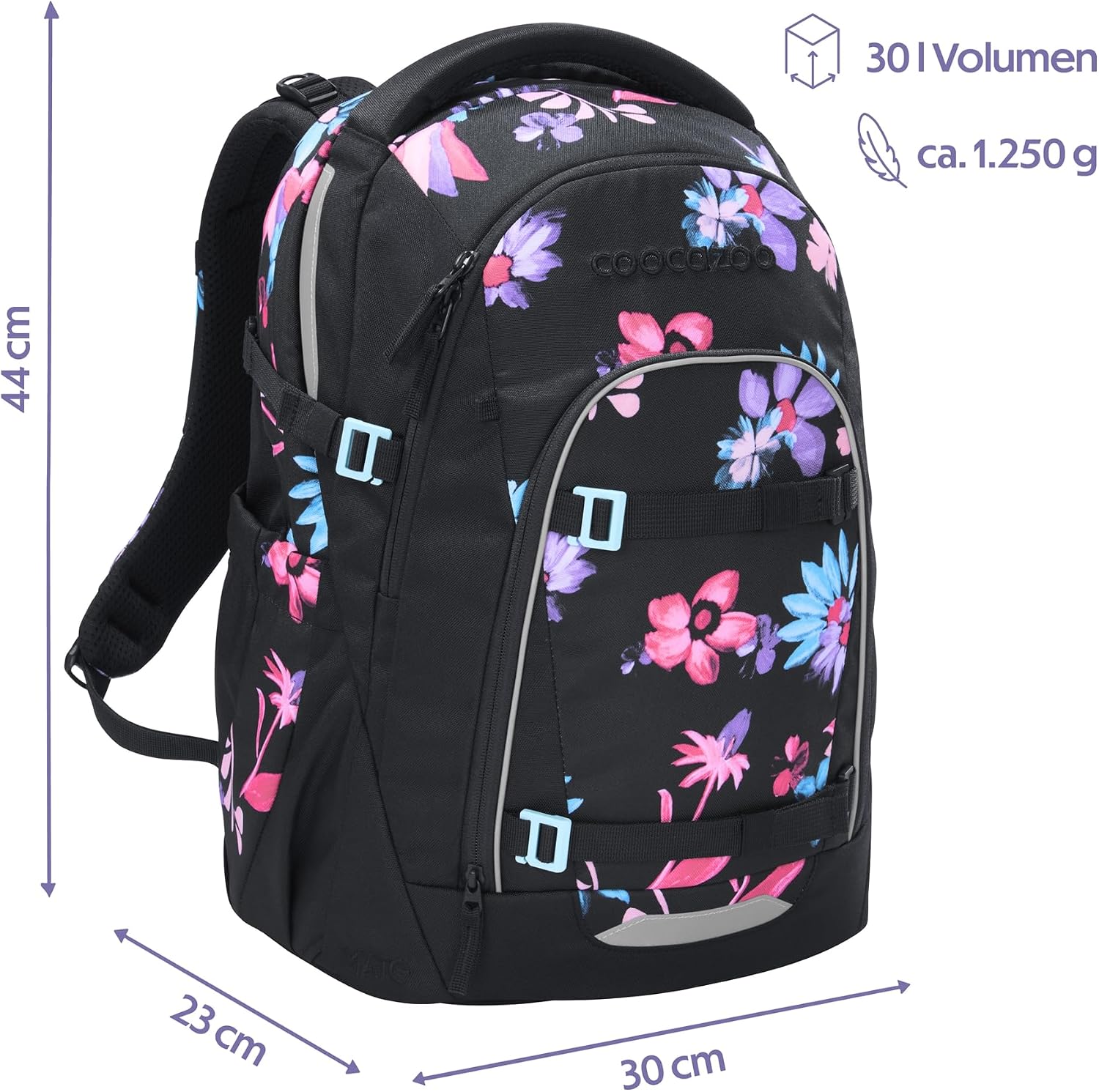 Detalle 2 de Coocazoo MATE Schulrucksack Floral Artnight – ergonomisch verstellbar, ab der 3. Klasse