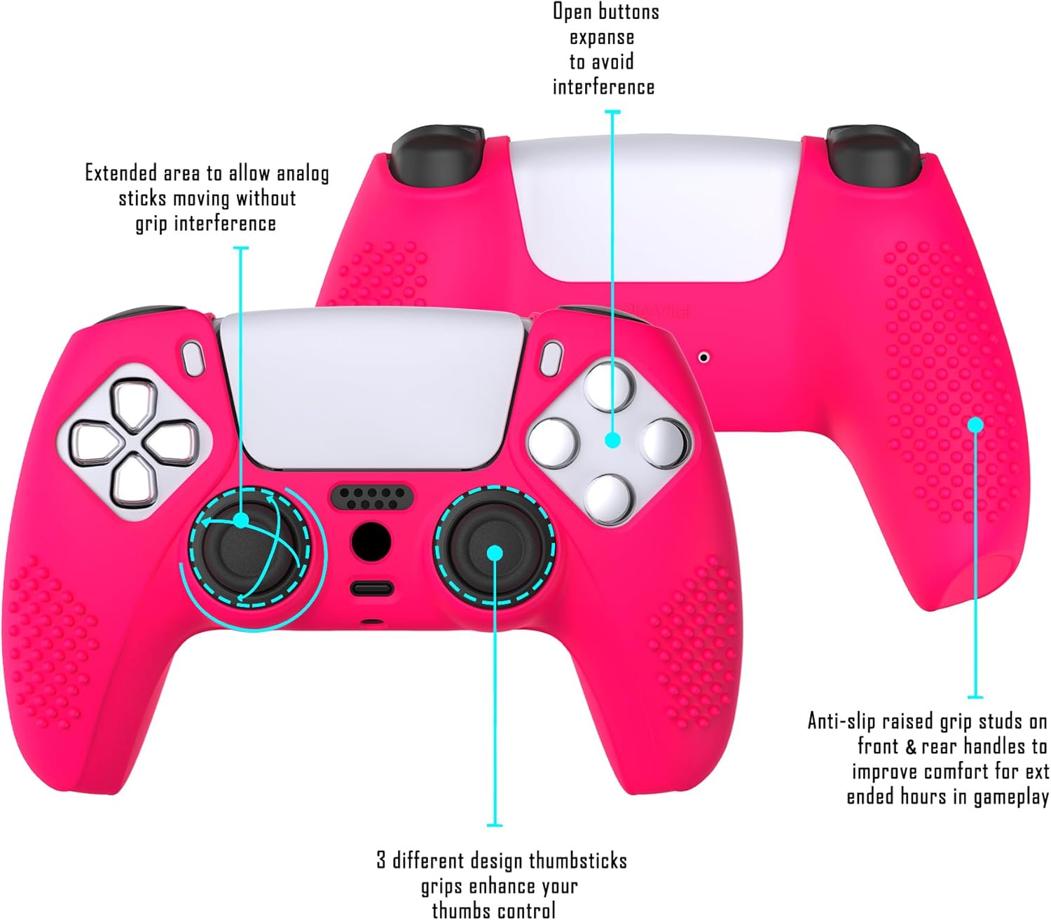 Detalle 2 de eXtremeRate PlayVital PS5 Controller Hülle 6er Set