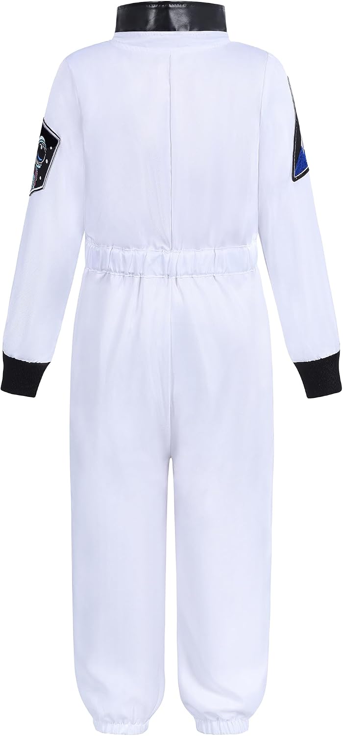 Detalle 2 de Aoiviss Kids Astronaut Costume, Full-Length Jumpsuit with Embroidered Patches