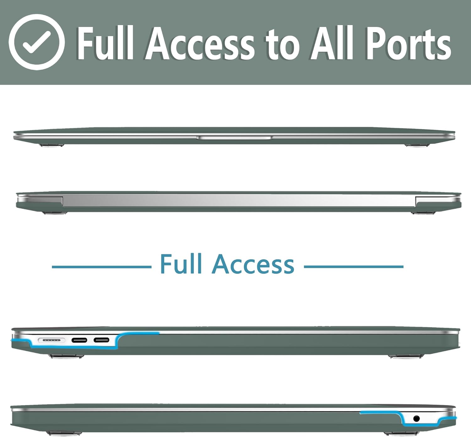 Thumbnail 4 de NPUOLS Hülle für MacBook Pro 14 Zoll (2026–2021) Ultradünne Hartschale Dunkelgrün – Modelle A3426, A3427, A3434, A3112, A3401, A3185, A2992, A2918, A2779, A2442