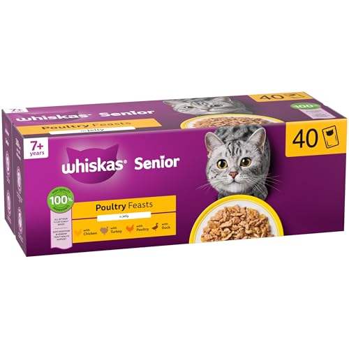 Detalle 2 de Whiskas Senior 7+ Wet Cat Food in Jelly – Poultry Feasts (40 x 85g)