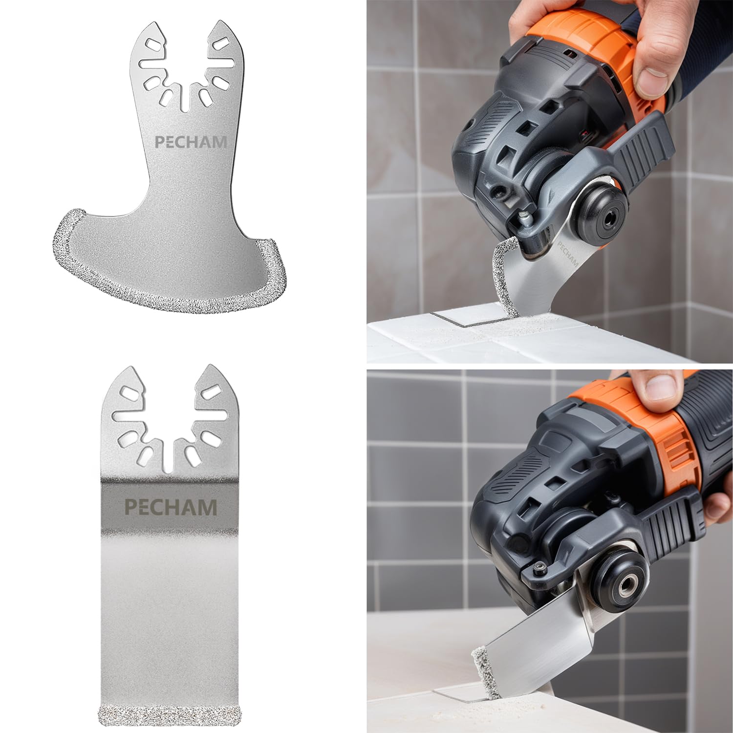 Detalle de PECHAM Tools-001 9-Piece Diamond Oscillating Blade Set for Grout and Soft Tile