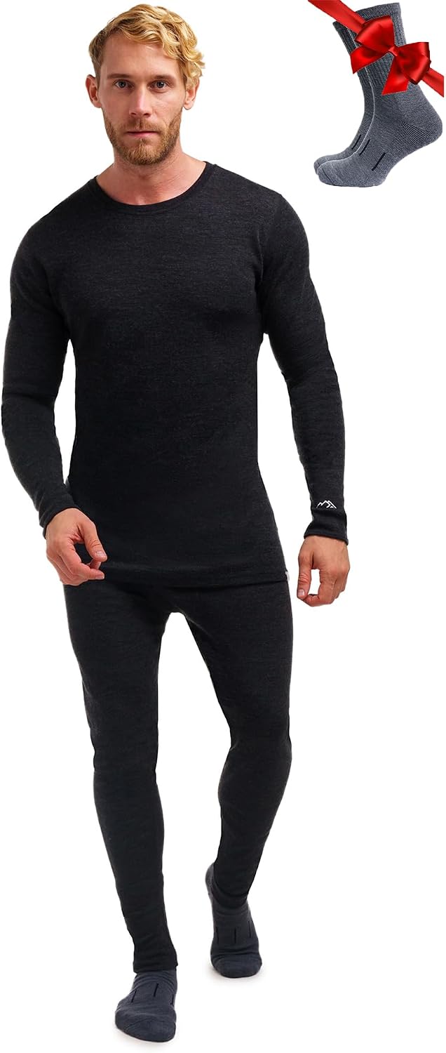 Detalle de Merino Unterwäsche Herren Set Midweight 250 g/m²