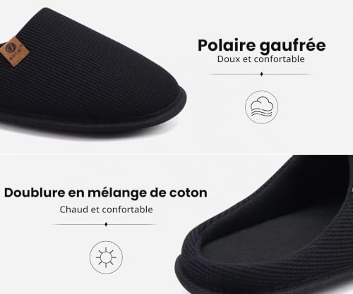 Detalle 2 de ONCAI chaussons homme d’hiver, taille 47, mousse à mémoire de forme