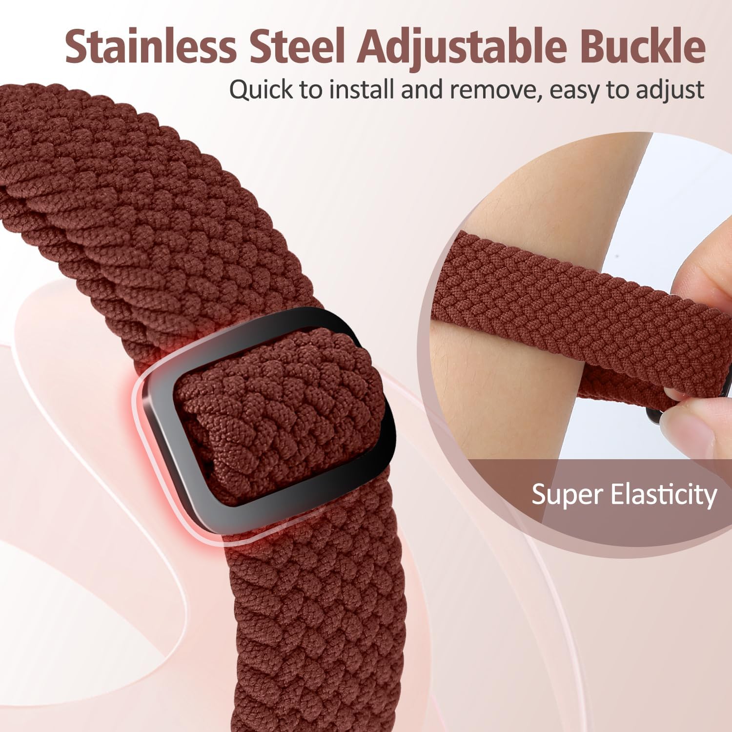 Detalle 2 de SHIJZWD Elastic Braided Straps for Fitbit Charge 5/6