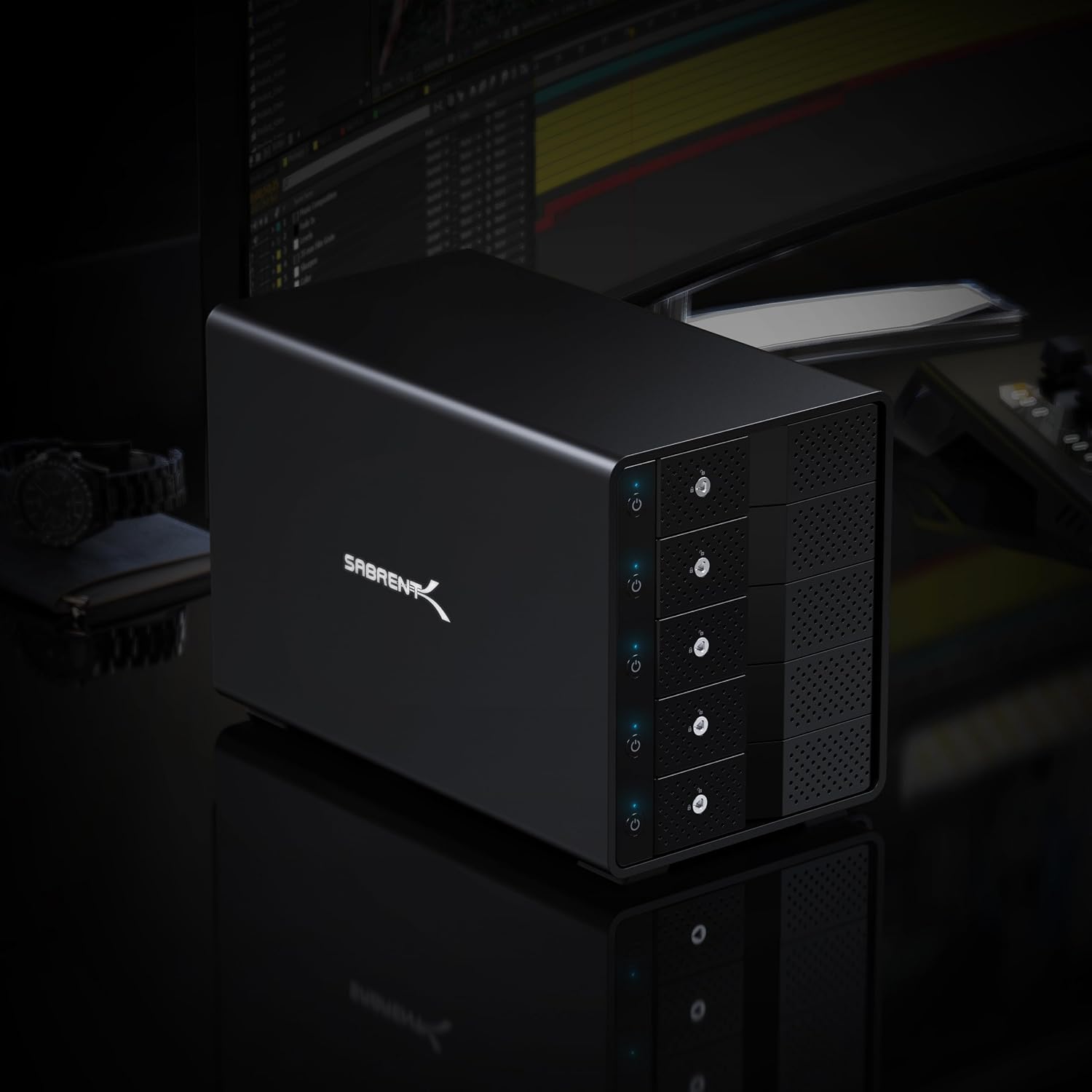 Detalle de SABRENT 5-Bay Festplatten-Dockingstation USB-C 10Gbps (DS SC5B) für SATA 2,5"/3,5