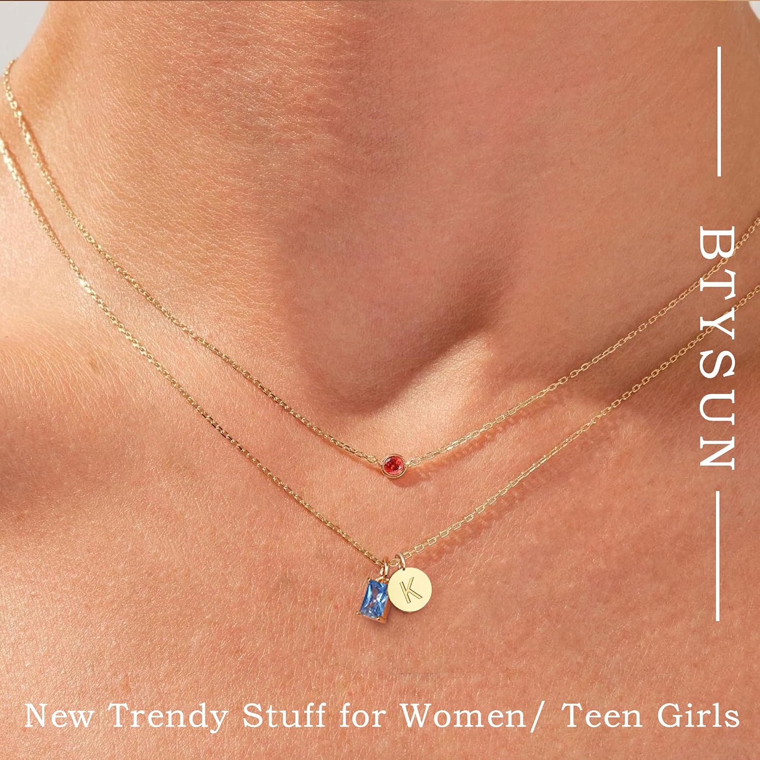Thumbnail 6 de Initial Birthstone Necklace, 14K Gold-Plated