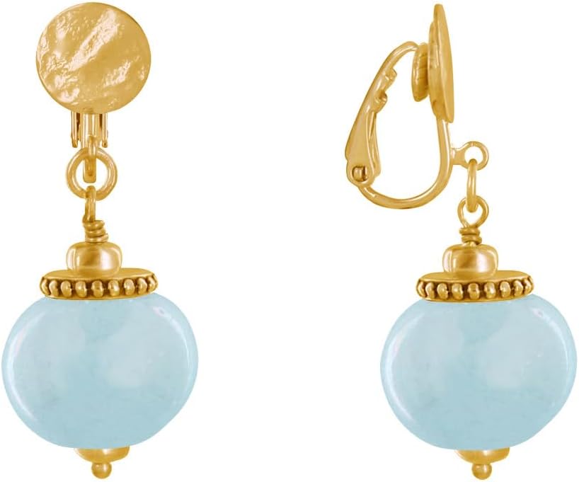 Thumbnail 6 de Les Poulettes Bijoux orecchini clip in metallo dorato con grandi perle di ceramica