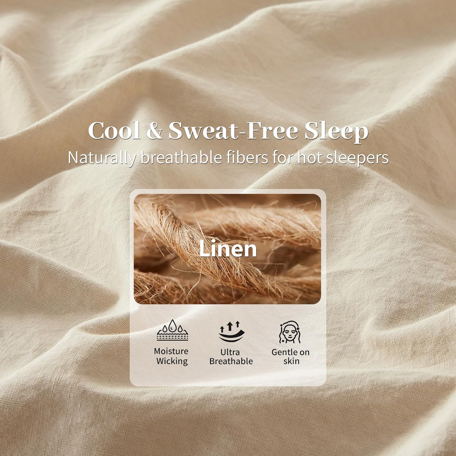 Detalle de MEISHANG 100% French Linen King Sheet Set (4-Piece)