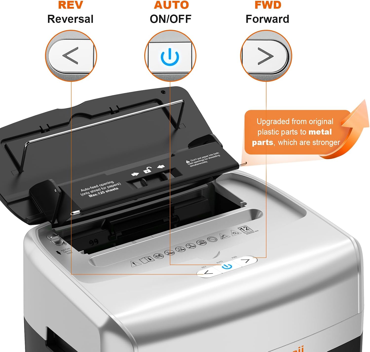 Thumbnail 5 de bonsaii C233-B Auto-Feed Micro-Cut Paper Shredder, P-4, 120-Sheet